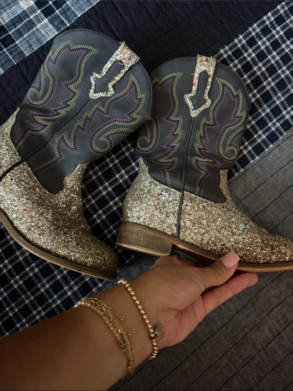 Gold Glitter Western Cowgirl Boots - little girls